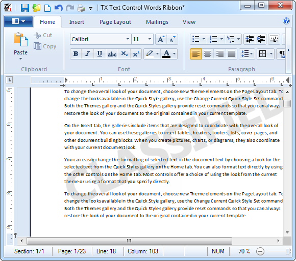 文字处理控件,TX Text Control ActiveX,背景图片